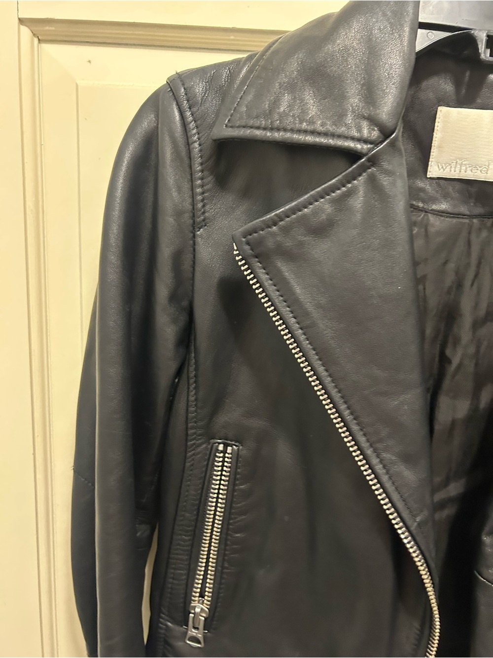 Wilfred Free Black Leather Moto Jacket - Picture 2 of 8